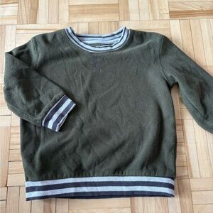 George Olive Crewneck Sweater with Stripes